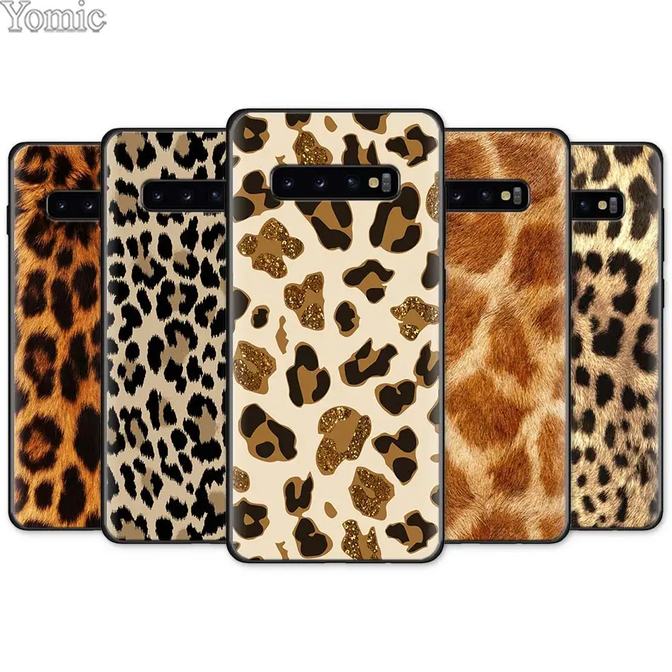 

Leopard Print Black TPU Soft Case for Samsung Galaxy S10e S10 S8 S9 Plus S7 A40 A50 A70 Note 8 9 Silicone Phone Case Cover Shell