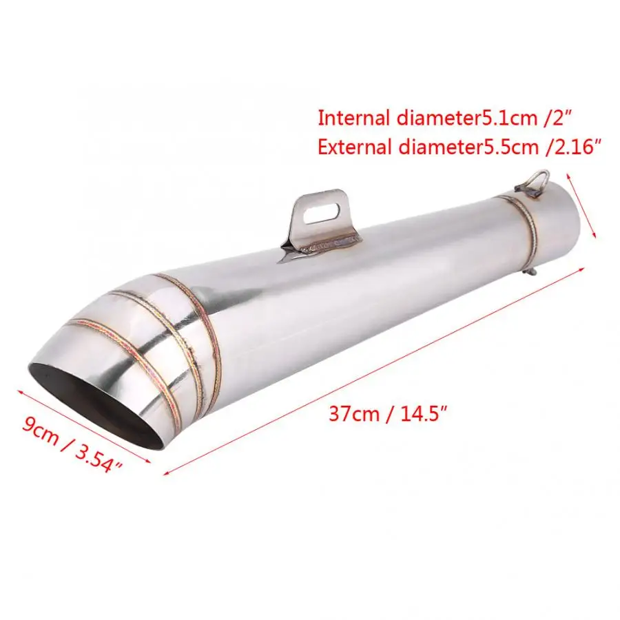 Универсальный мотоцикл глушитель трубы Нержавеющая сталь мотоциклетные выхлопная труба выводящая труба глушителя Совет с 51 мм/2 дюйма