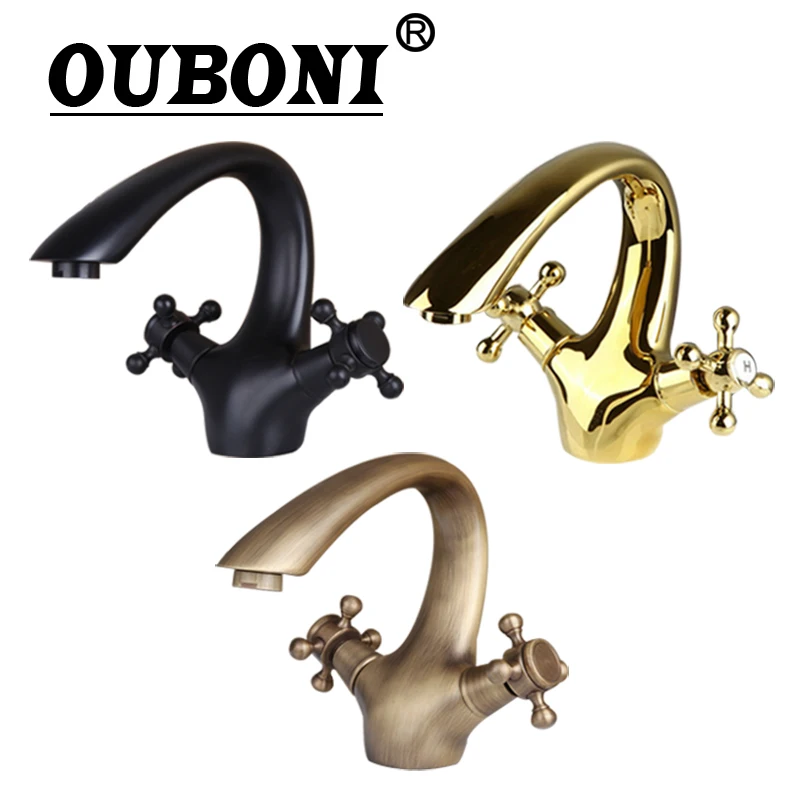 OUBONI Bathroom Basin Sink Faucet Antique Brass Single ...