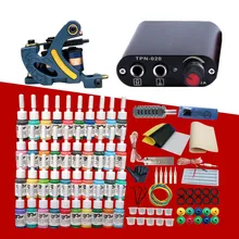 Полный комплект тату-машинки пистолеты черные чернила татуировки Захваты для иглы Электропитание Одноразовые Аксессуары Перманентный макияж набор татуировки