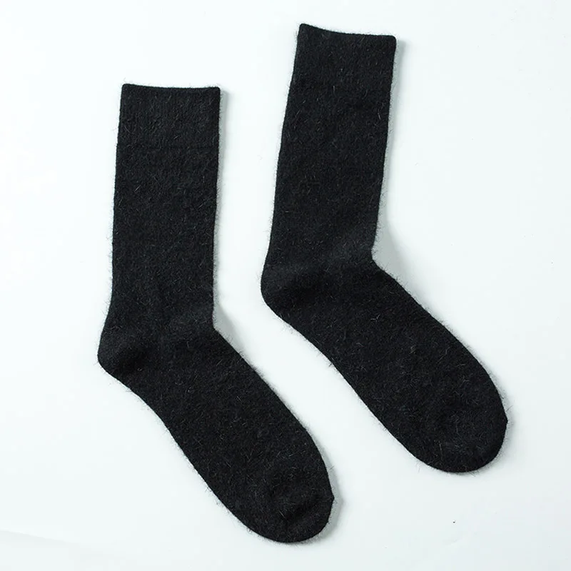 Новые плотные носки высокого качества из Ангольской шерсти кролика и мериноса брендовые длинные носки мужские носки классические деловые мужские зимние теплые носки - Цвет: Черный