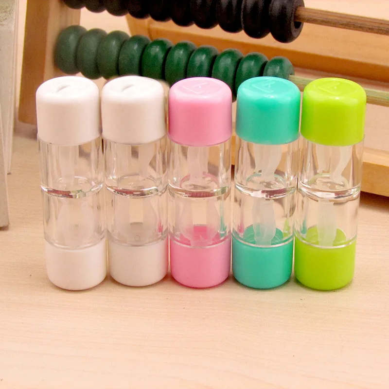 

Fashion 1pc Contact Lens Box Colorful Plastic Bottle Travel Portable Case Lens Storage Container Care Case Free Shipping