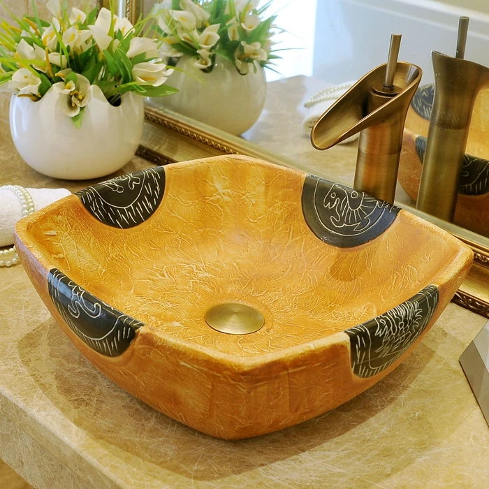 Square Europe Style Counter Top porcelain wash basin bathroom sinks ceramic bathroom sinks countertops (2)