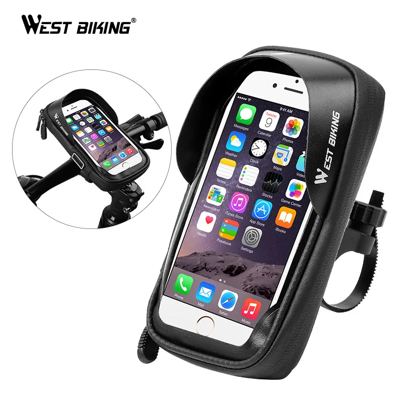 Online WEST RADFAHREN Bike Rack Wasserdichte Fahrrad Handy Halter Stehen Motorrad Lenker Montieren Tasche Für iPhone Samsung Telefon Montieren