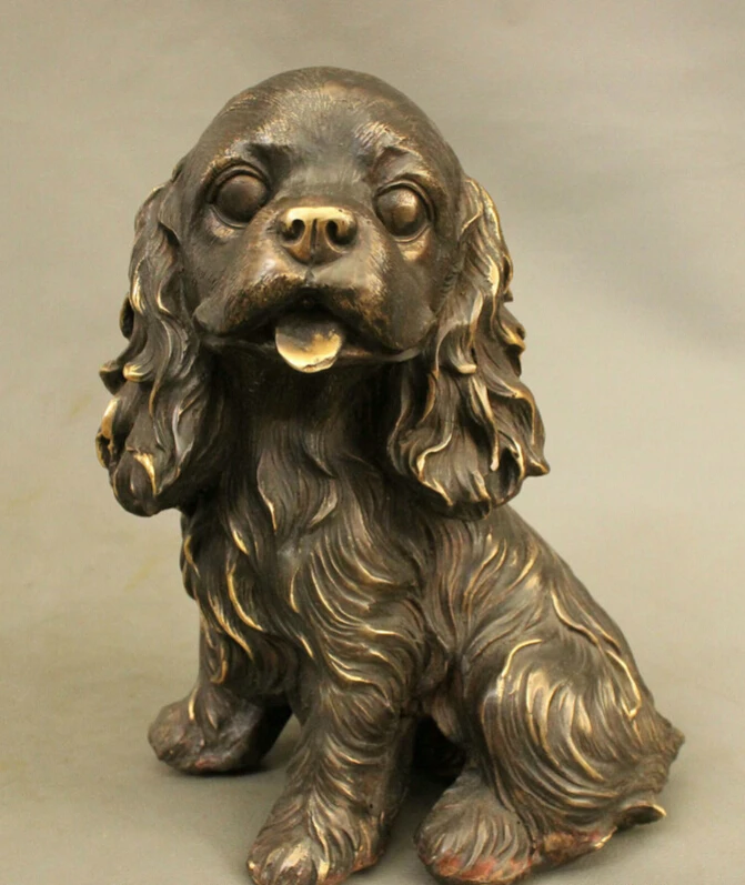 

USPS to USA S1409 9" Lucky China Chinese Bronze Auspicious Wealth Year Zodiac Dog Statue Sculpture B0401