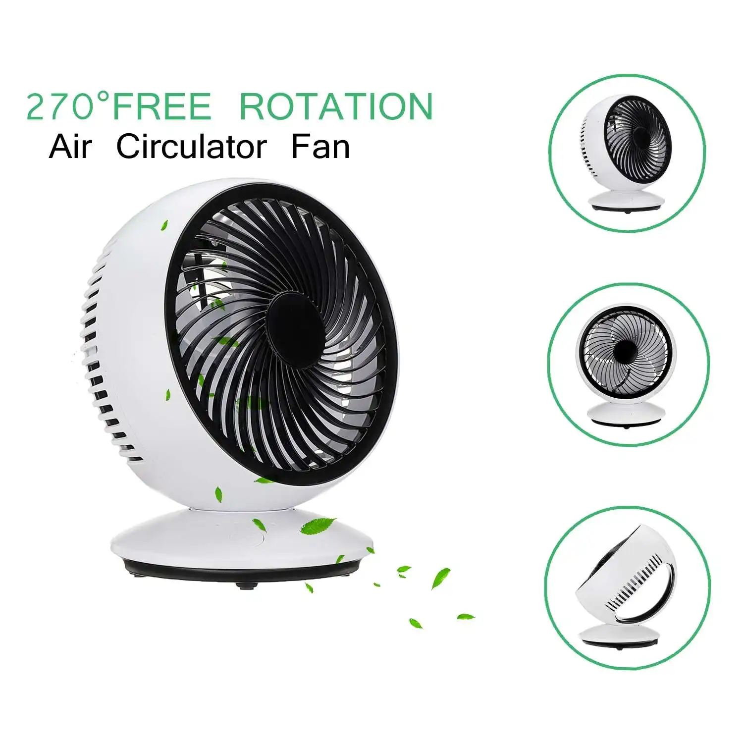 Beste AUGIENB Draagbare Elektrische Fans Mini Bureau Fans USB Oplaadbare 3 Speed 270 ° Automatische Rotatie  zes blad Demonteren
