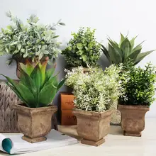 Мини пластиковые поддельные искусственное Горшечное растение Топиарий кустарники домашнее настольное украшение