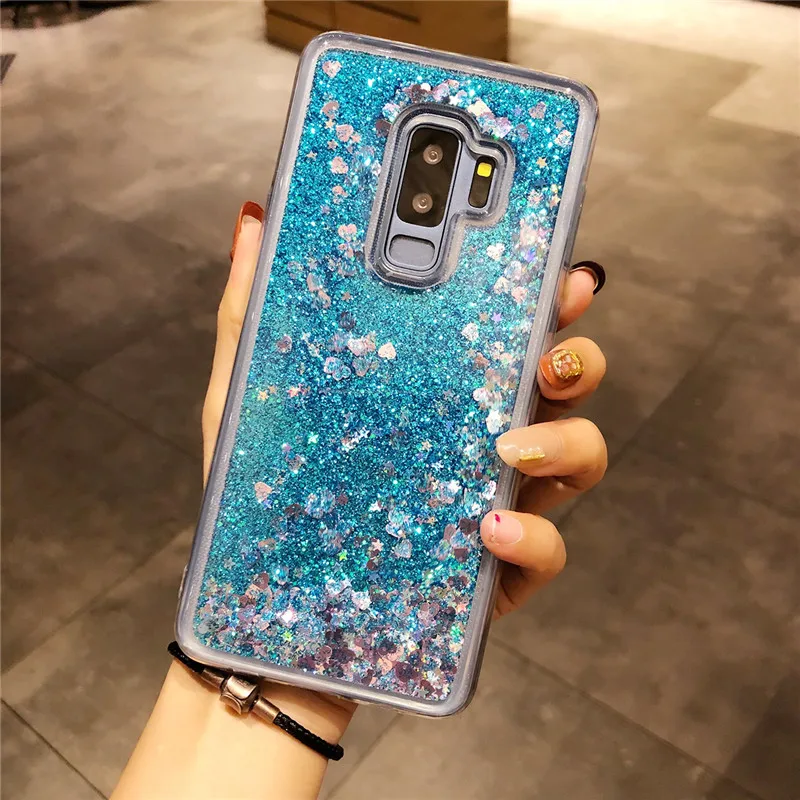 Динамичными плавающими жидкими ТПУ чехол для samsung Galaxy S9 плюс S8 S7 край S10 Примечание 10 9 8 5 4 3 J2 Prime J3 J5 J7 чехол для телефона - Цвет: Синий