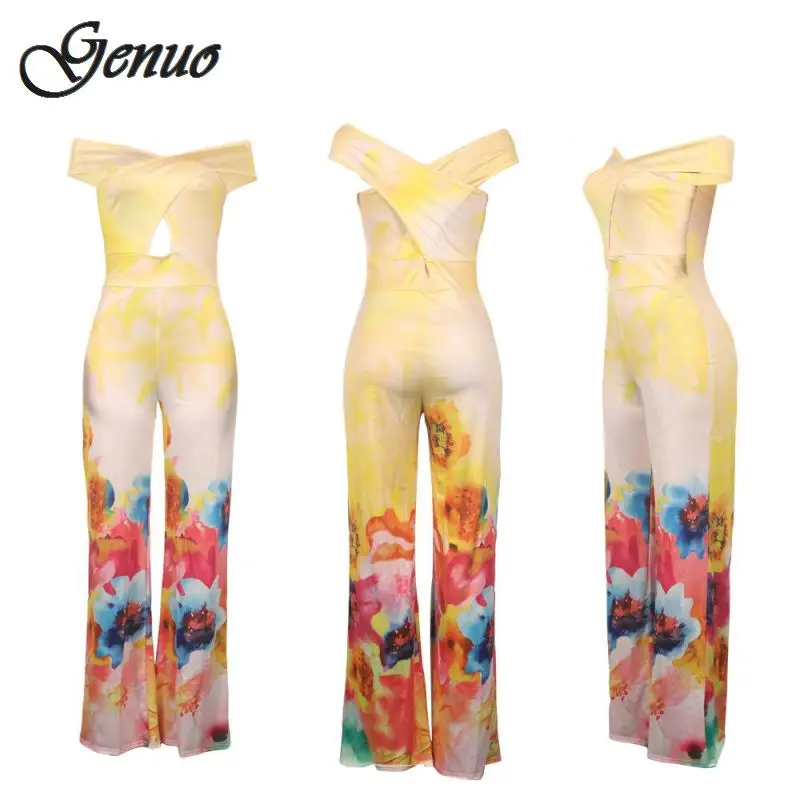 Summer Sexy Off The Shoulder Floral Print Jumpsuit Long Pants Women Elegant Boho Wide Leg Jumpsuits Rompers Female Overalls 2019 Summer Sexy Off The Shoulder Floral Print Jumpsuit Long Pants Women Elegant Boho Wide Leg Jumpsuits Rompers Female Overalls 2019