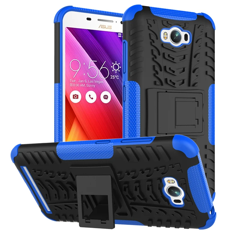 Для Asus Zenfone Max ZC550KL ТПУ & PC Dual Броня Капа с стенд Жесткий Силиконовый Чехол 3 Макс