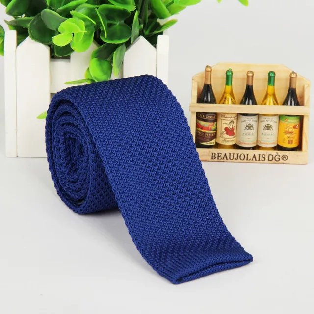 Мужской вязанный узкий шерстяной галстук разных цветов 4