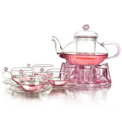 Чайный набор из термостойкого стекла, цветочный чайник с фильтром, чайный горшок, черные чайные цветы, чайный набор кунг-фу, полный набор послеобеденного чая