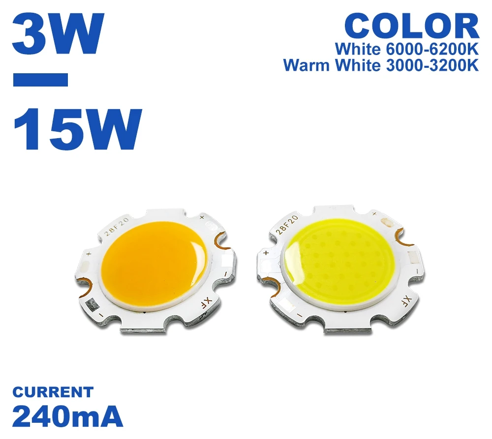 5 шт./лот светодиодный COB Чип 240mA 28 мм-20 мм SMD чипы 3 Вт 5 Вт 7 Вт 9 Вт 10 Вт 12 Вт 15 Вт теплый белый для DIY прожекторная софитная лампа