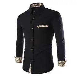 Вечерние рубашки для мужчин фитнес леопардовым принтом Blusa мужской повседневное цветочный крутая блузка Винтаж рубашки для мальч