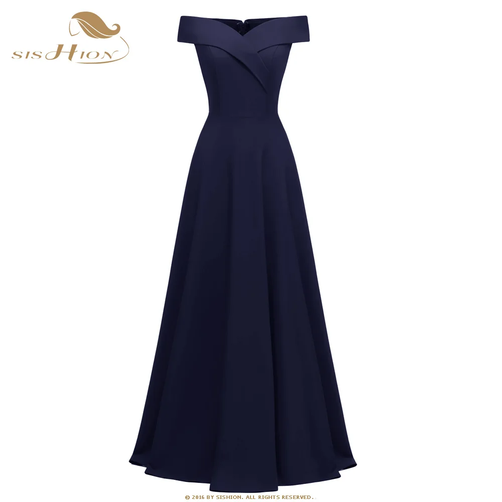 

SISHION Summer Women Long Dress CD1693 Black Wine Red Navy Blue Elegant Club Party Dinner A Line Dress