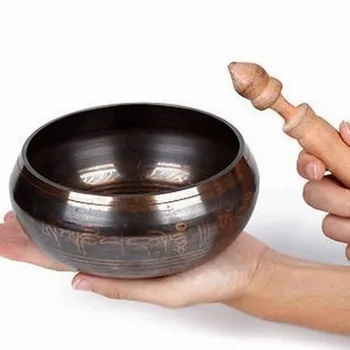 

3.5" Collectibles Tibetan Copper OUTSTANDING OLD CHAKRA TIBETAN SINGING BOWL 8cmAntique Garden Decoration Silver Brass