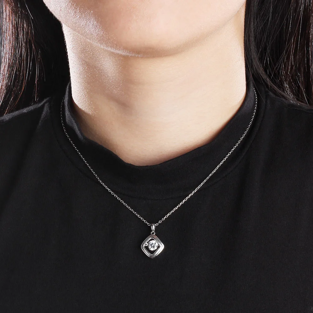 

YSP13 women fine jewelry,fashion quadrangle pendant.925 silver necklace for beloved girl