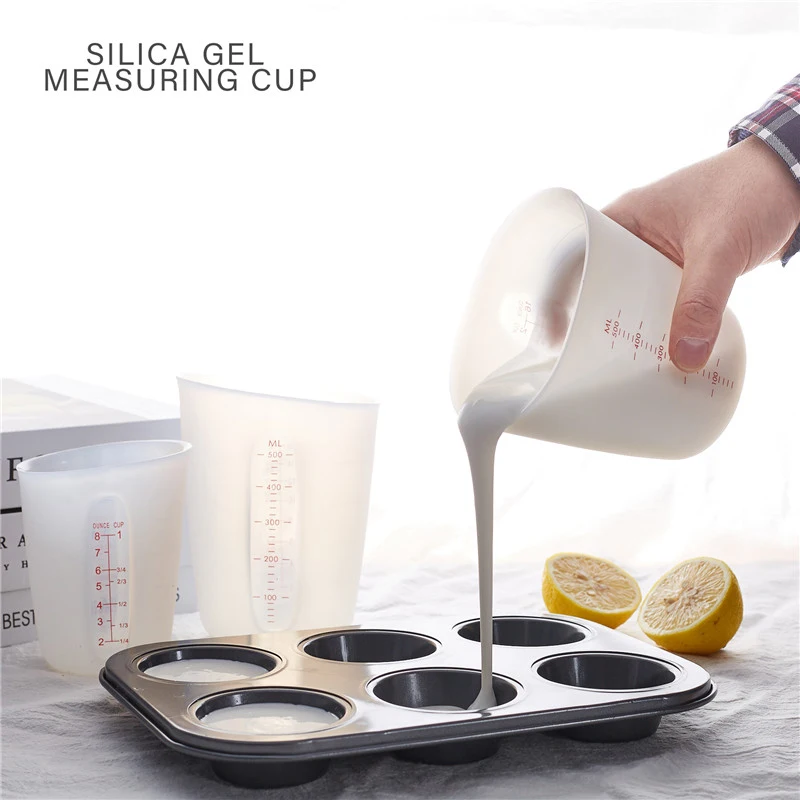 

Baking Metering Cup Visual Scale Silicone Measuring Cup 500ml 250ml Silicone Measuring Cup