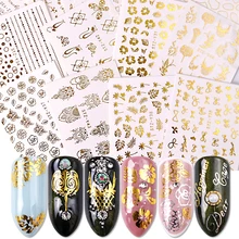 16 шт золотые наклейки-лак для ногтей ювелирные изделия ожерелье цветы джунгли листья Водные Наклейки слайдеры аксессуары для ногтей BESTZ-YY16