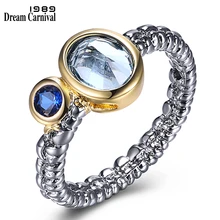 DreamCarnival 1989 Auf Verkauf Neue Zwei Ton Blau Zirkonia Ringe für Frauen Engagement Ring Partei Geschenk Großhandel Drop Verschiffen WA11615