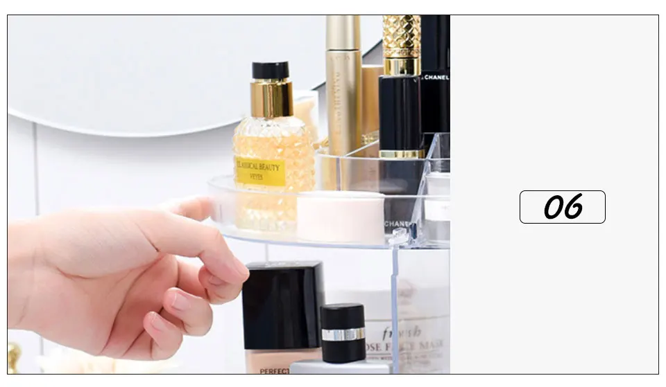 Cosmetic Organizer 360 Rotating Makeup Organizer Plastic Storage Box Acrylic Transparent Brush Holder Lipstick Nail Polish Case  (8)