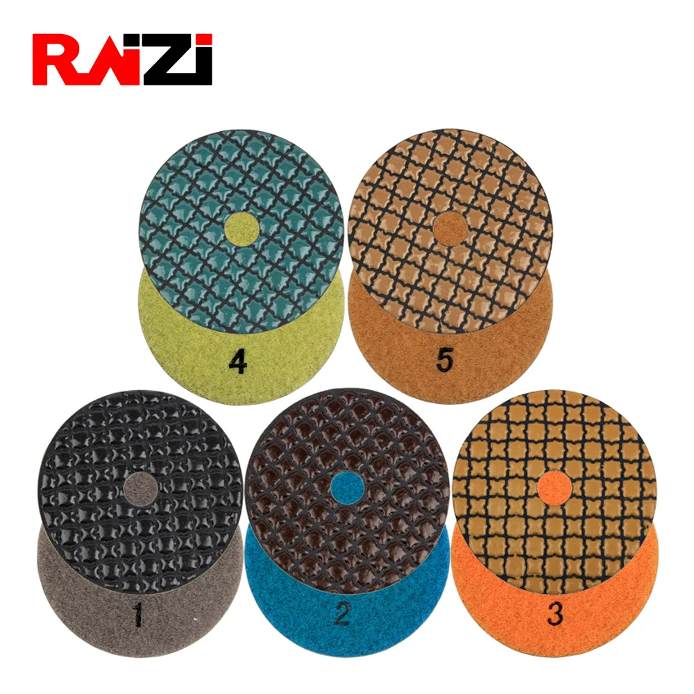 

Raizi 4 inch 5 Step Best Diamond Dry Sanding Discs For Granite Grit 1-5