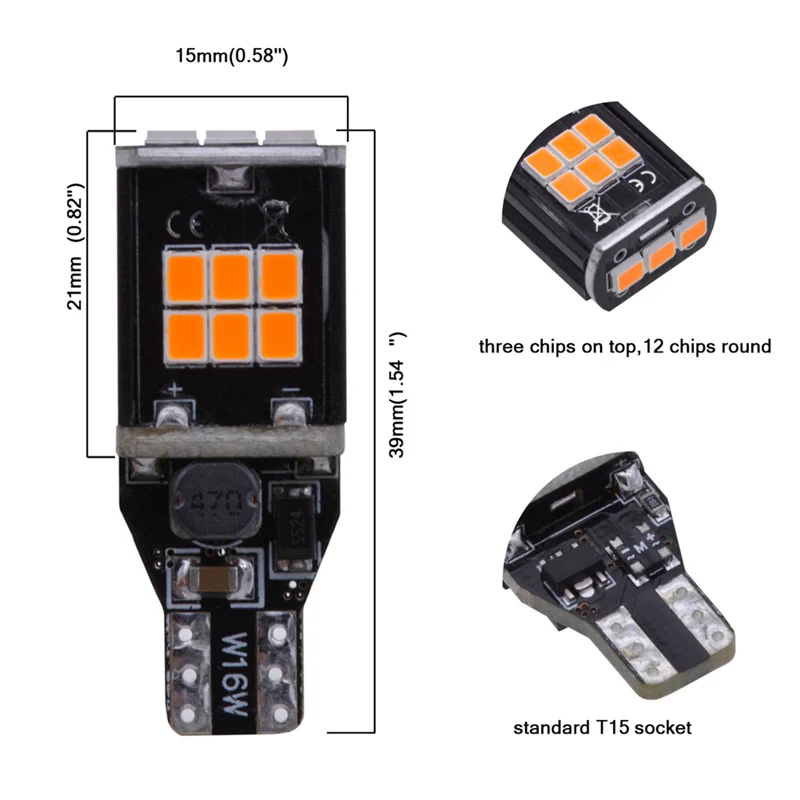 2x супер яркий T10 W5W светодиодный лампы для автомобилей 168 194 Автомобильный светодиодный Авто зазор для Чтения номерного знака, янтарный, оранжевый T15