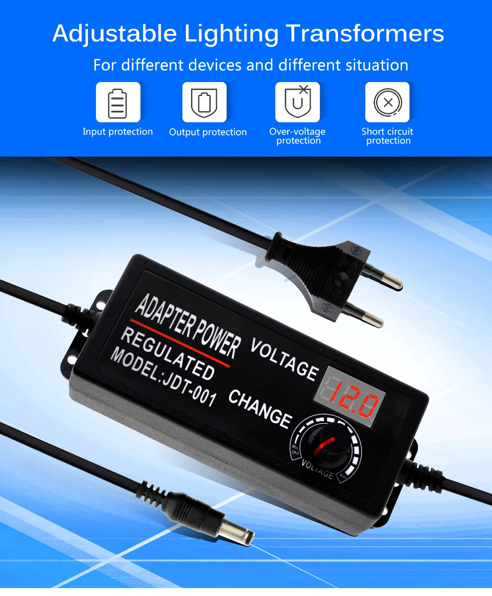 Регулируемый AC к DC 3 V-12 V(жидкокристаллический дисплей) 9-24V Напряжение регулируемого адаптера с Экран дисплея Универсальный Питание адаптер для светодиодной ленты