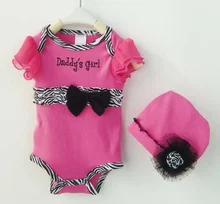 Baby Cotton Bodysuits Newborn Infant 3M-18M Kids Toddler Girl Short Sleeve Bowknot Style Soft Clothes With Hat High Quality