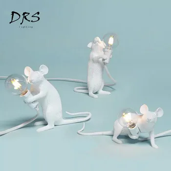 

Modern Led Table Lamp E12 White Black Gold Resin Mouse Lamp Bedside Night Light Home Bedroom Decor Creative Study Table Lamps