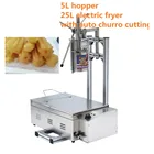Best Price as low as $770.00 (3 in 1) 5L Manual 3 Solid Holes Churros Maker Machine with Cutter + Working Stand + 25L 220v Electric Deep Fryer