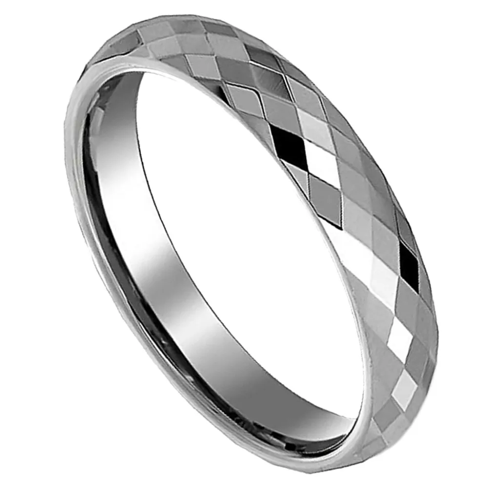 

4mm Tungsten Carbide Engagement Bridal Rings Multi Faceted Prism Cut Wedding Bands Promise Rings for Couples