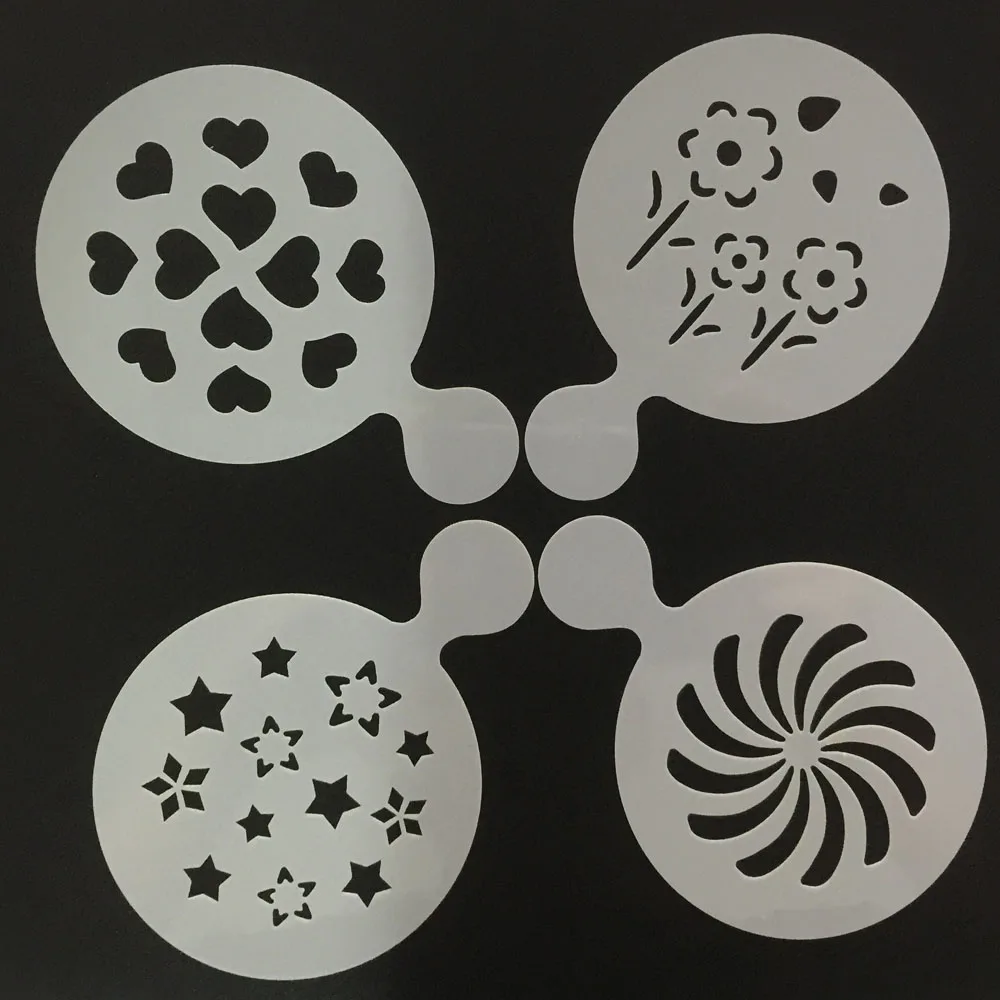 4Pcs Lot Cartoon Love Flowers Cake Decorating Stencils
