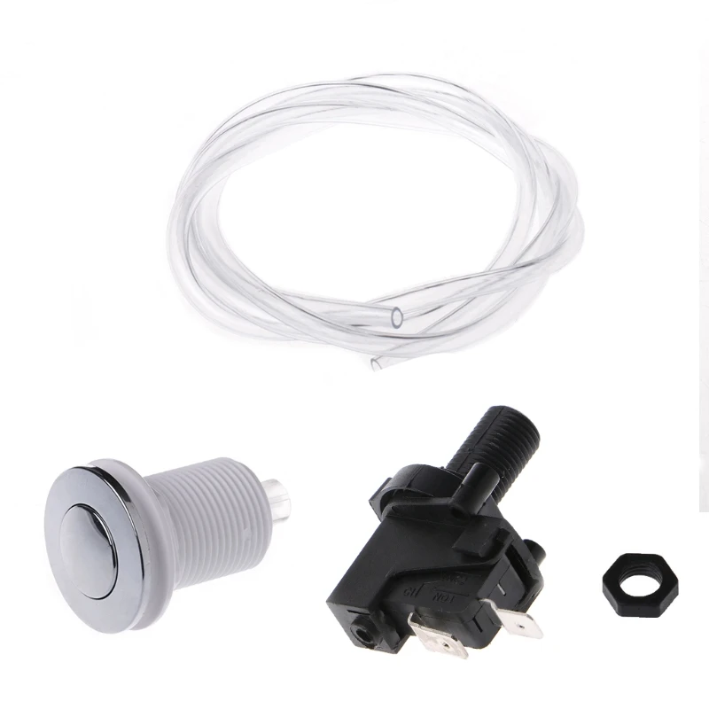 

Bath Tub Spa Waste Garbage Disposal Self-Lock Air Switch Push Button Air Hose #Sep.07