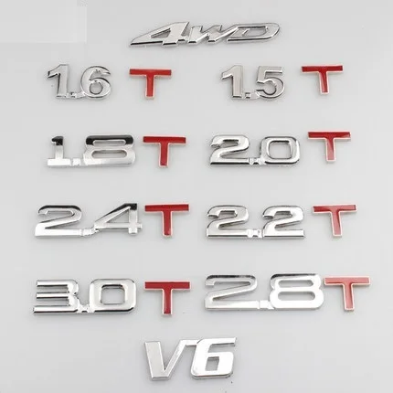3D твердого металла автомобиля стикер 4wd1. 5t2. 0t1. 8v6 логотип для смещение