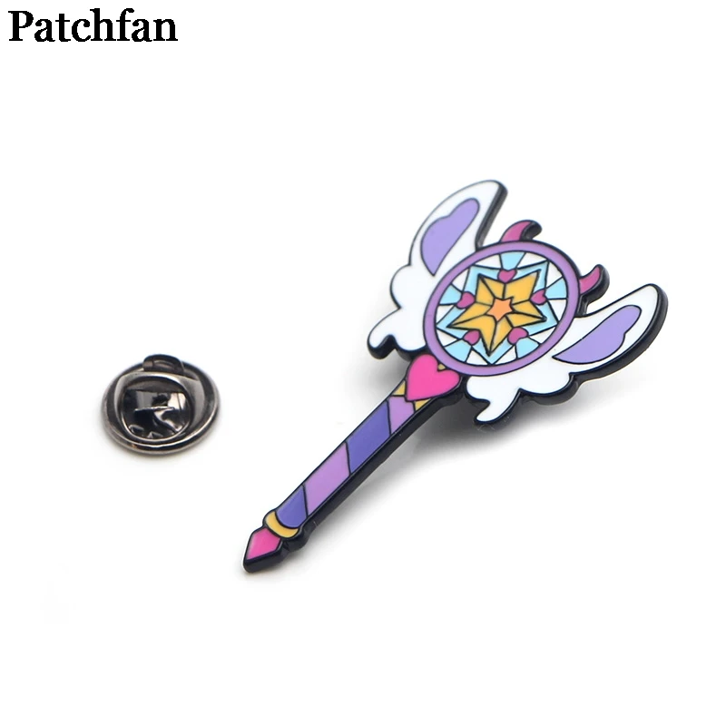 Patchfan, волшебная палочка в форме звезды бабочки, Цинковый зажим для галстука, броши для рюкзака, одежды для мужчин и женщин, украшение на шляпу, значок, медали A2035