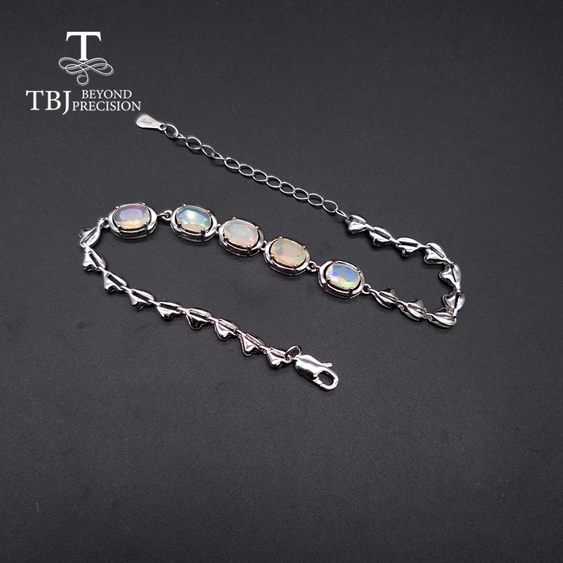 TBJ, серебро 925 пробы натуральный опал, драгоценный камень браслет ювелирное изделие для женщин вечерние или повседневные носки хороший