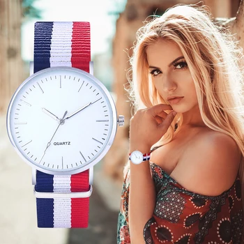 

New Fashion style fabric strap watch Brife women dress quartz multicolor Flag Wristwatches popular watch clock hour relojes saat