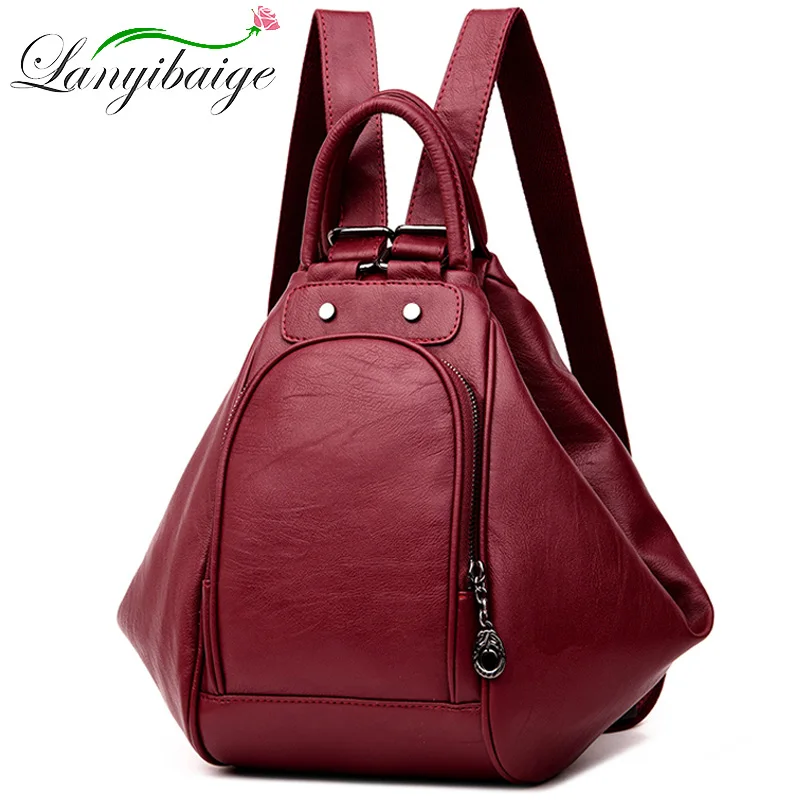  2019 Women Multifunctional Backpack Female Leather Shoulder Bags School Bag For Teenage Girls Trave - 33001517599