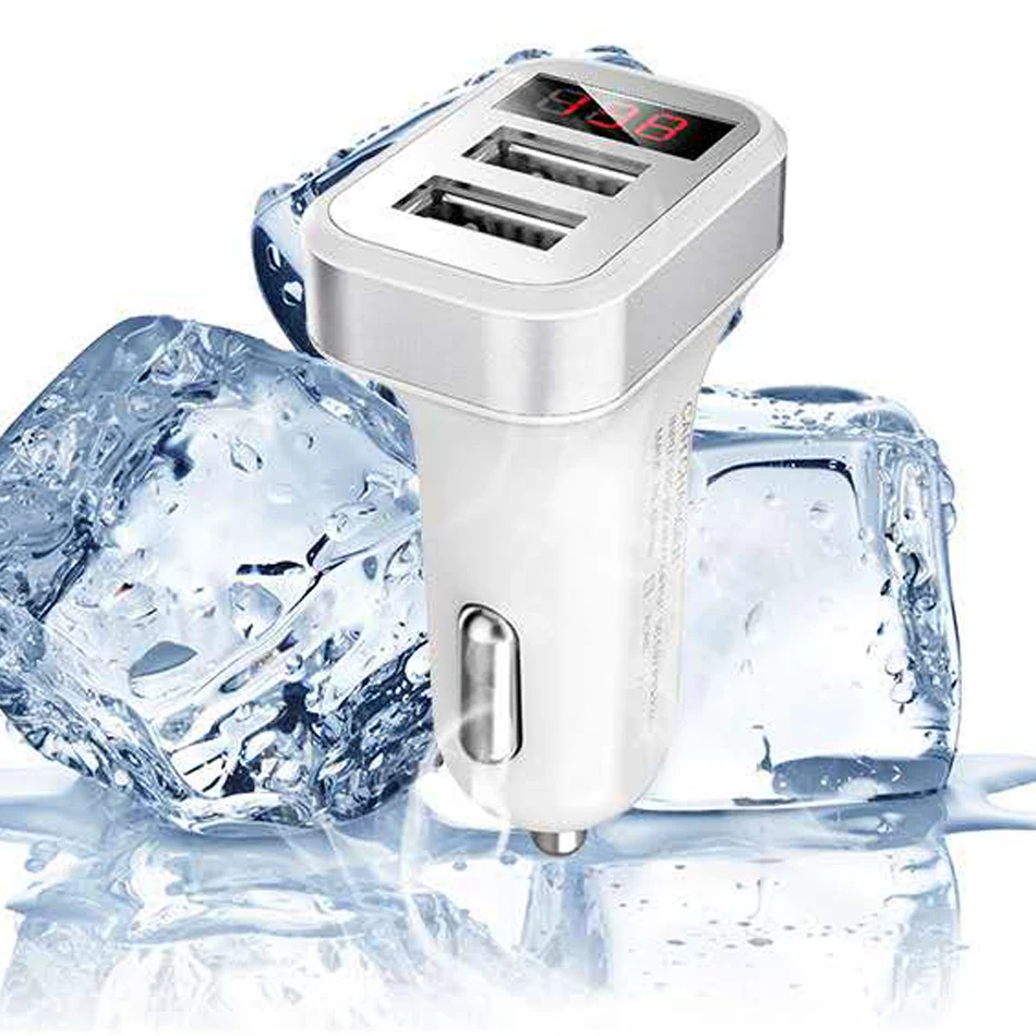 Car Charger Digital Display 2.1A Dual Port USB Charger Adapter for iPhone Samsung Xiaomi Huawei P20 lite USB Phone Charging9