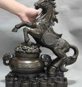 

Copper Bronze fengshui Coin yuanbao Wealth Zodiac Treasure bowl War Horse Statue
