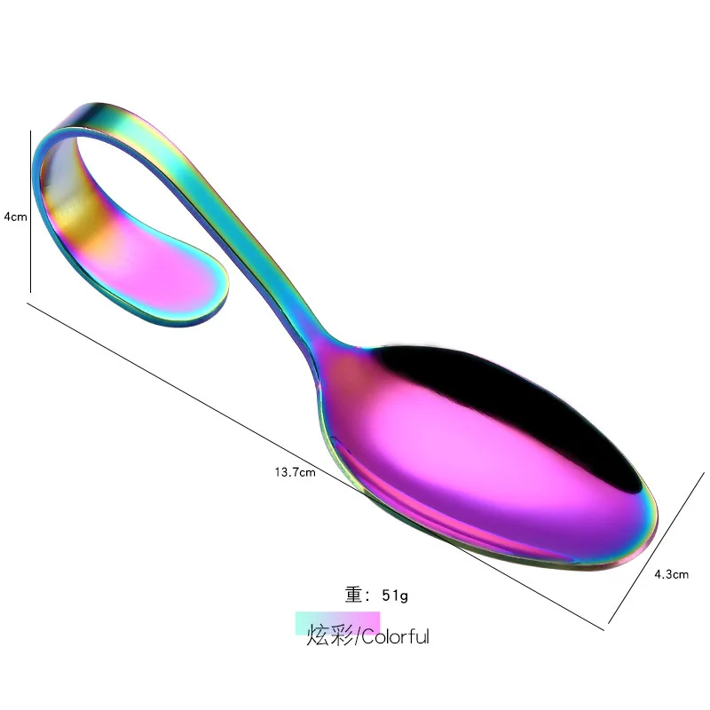 Креативная изогнутая ручная ложка из нержавеющей стали, посуда для отеля, Золотая автономная столовая ложка, блюдо для натирания, предметы, ложка, 1 шт - Цвет: Colour