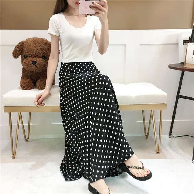 スカート THE LATEST SS25 Longuette skirt (TLW09001T0194ABTP T0001) Tingyili Polka Dot Print Long Skirts For Women High Waist