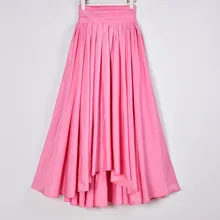 Весна Плюс Размер Розовый Черный атлас шифон Мода с высокой талией Асимметричные плиссированные складки тонкие женские макси длинные юбки женские