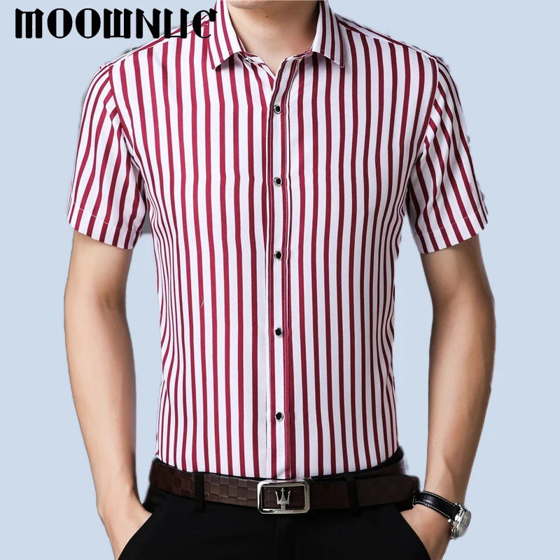 Men Fashion Business Casual Shirts Striped Printed Summer Simple Fit ...