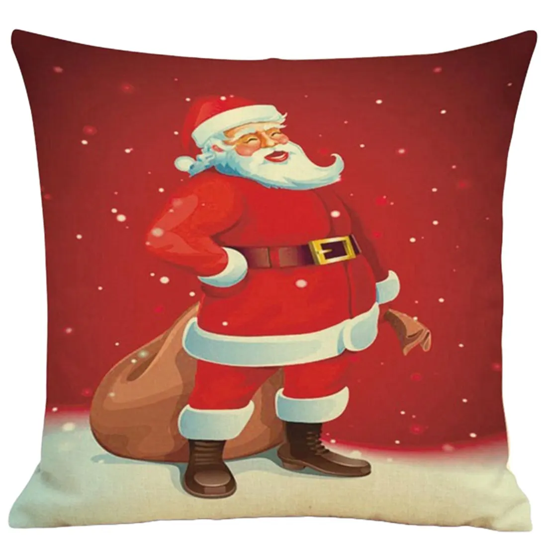 Декоративные подушки 45*45 см с новогодним Рождеством, рождественские украшения, наволочки для дома, красная квадратная мультяшная Рождественская елка из льна