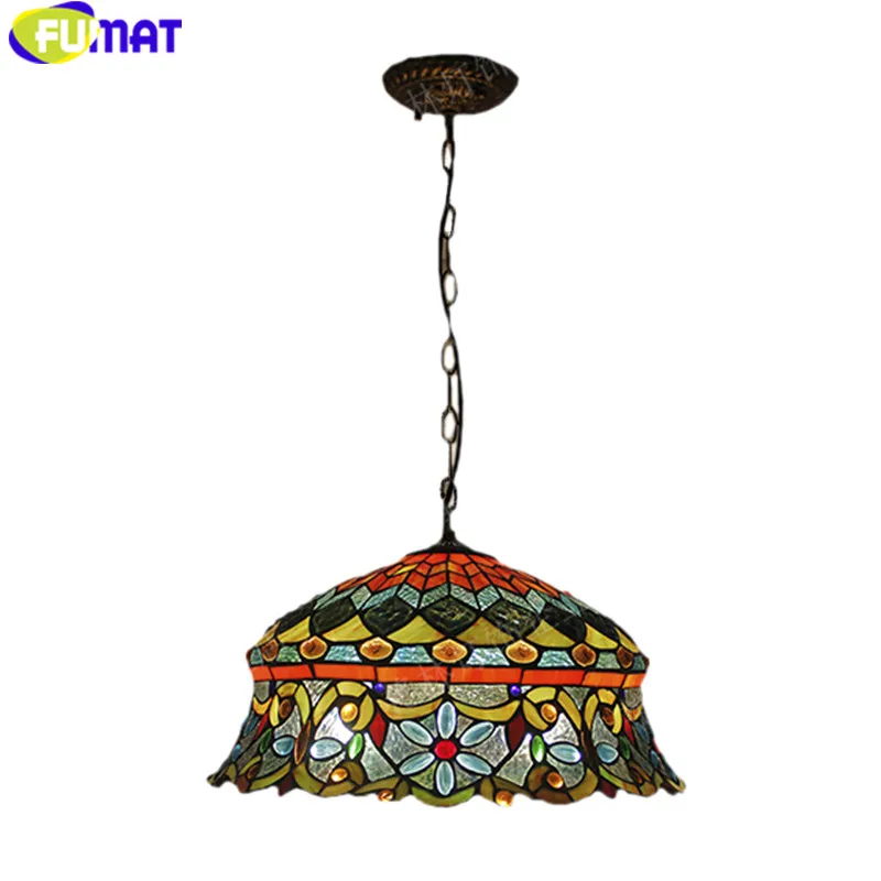 Подвесной светильник FUMAT Tiffany с цветком светодиодным витражным стеклом Подвесная