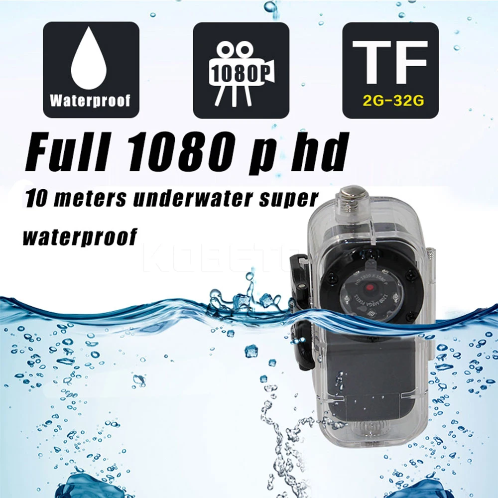 Mini Camera Waterproof Sport Camera Camcorder HD 1080P Cam 30fps Camera Recorder Supported with TF Card Charger Holder Manual