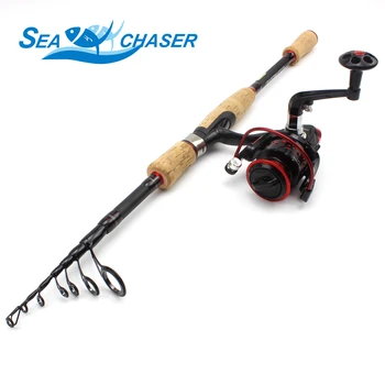 

2.1M 2.4M 2.7M carbon Fishing Rod wooden handle Spinning lure Rod and Spinning Reels Set fishing Travel Telescopic pole