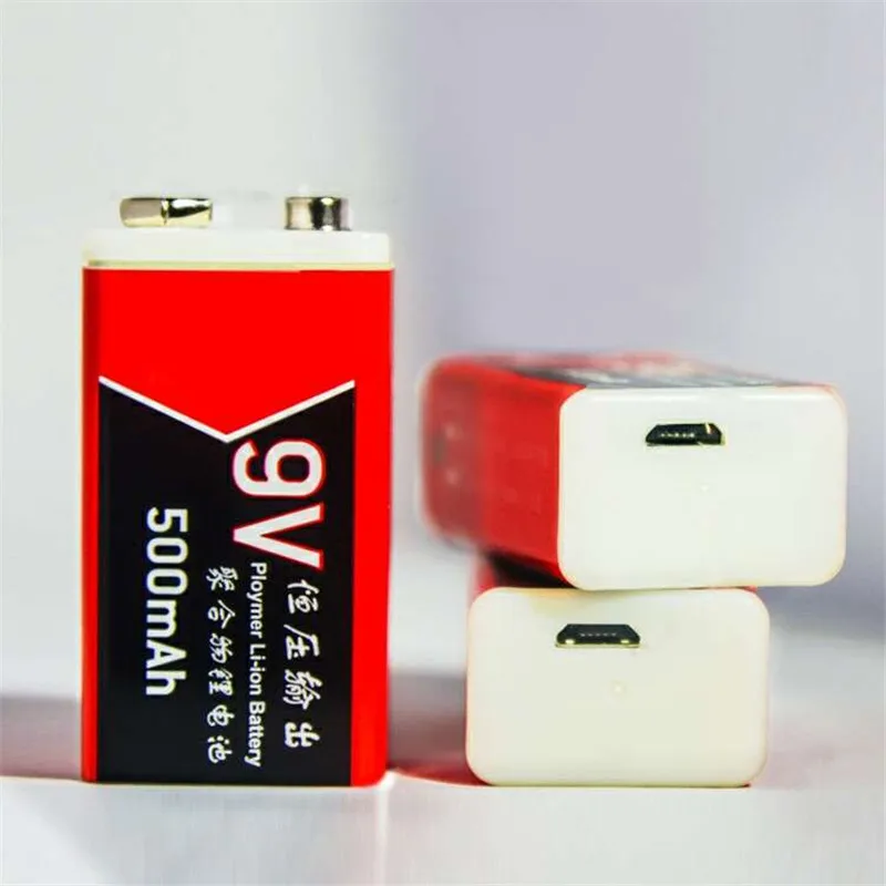 Зарядка через USB 9V 500 мА/ч литий ионный аккумулятор Батарея Перезаряжаемые 9В для